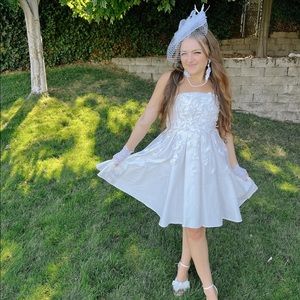 Calvin Klein Petal Appliqué Strapless Tulle Dress - rose pedal bridgerton